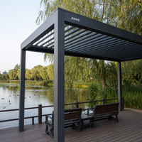 Pergola en aluminium Jiake 6063-T5 avec toit à lames motorisées pour bassin à canards, terrasse, jardin, patio, gazebo extérieur, pavillon, terrasse