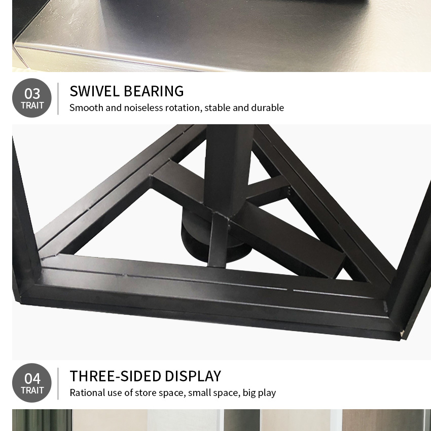 Tsianfan Exhibition For Custom Three Sided Ceramic Quartz Rack Marble Tiles Triangular Case Showing Rotating Stone Display Stand