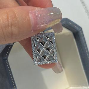 Colgante de Plata de Ley S925 con Diseño de Rayas de Diamantes, Diseño de Nicho, Simple, Moderno, Vintage, Colgante Cuadrado, Joyería, Dijes con Patrón de Números - Product Image 4