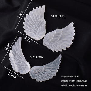 Cristallo curativo naturale all'ingrosso che intaglia grandi ali d'angelo in selenite <span class=keywords><strong>bianca</strong></span> di piume - Product Image 2