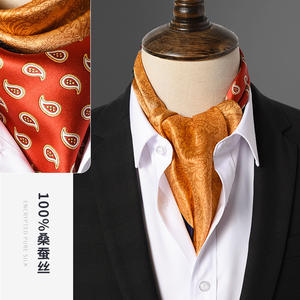 <span class=keywords><strong>Ascot</strong></span> de seda para hombre, pequeño cuadrado de seda, flor de anacardo, traje de primavera y otoño para hombre, camisa, cuello, bufanda, bufanda fina Retro de negocios - Product Image 6