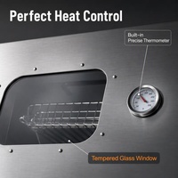 Horno Ahumador Aislado con Parrilla de Carbón, Combo de 75cm, Acero Inoxidable 304, Estación de Asado Eléctrica con Rotisserie, Certificación CE, Cocina Exterior