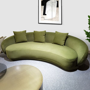 ग्रीन मून आकार घुमावदार सोफे आधा गोल फर्नीचर सोफे ने आधुनिक लक्जरी कपड़े लिविंग रूम घर सोफा सेट किया - Product Image 1