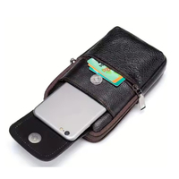Sac à bandoulière pour téléphone portable en cuir de vache véritable pour homme, simple, couche supérieure avec fermeture à glissière, nouveau design de sac banane