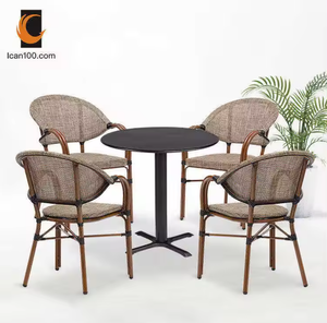 Chaise de café <span class=keywords><strong>Paris</strong></span> Chaise de bistro Teslin d'extérieur en tissu Café à l'extérieur Chaises de salle à manger en rotin empilables - Product Image 6