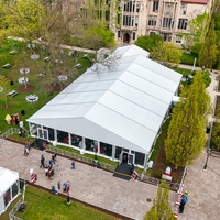 Grande tente de réception combinée de luxe à structure en aluminium blanc pour expositions, conférences et rassemblements