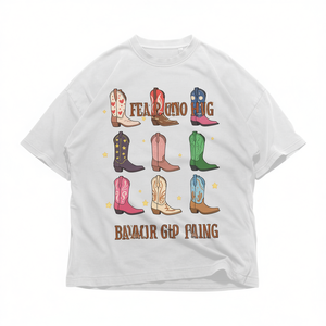 T-shirt Grafica Stivali da Cowboy Unisex Oversize Streetwear Western Y2K Stile Retrò per Concerti Country - Product Image 2