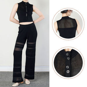 Nuevo conjunto informal de 2 piezas de verano para mujer, Top corto sin mangas y pantalones sueltos, conjunto corto de dos piezas - Product Image 6