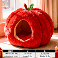Lit pour chat en forme de pomme rouge de Noël, maison pour animaux de compagnie chaude et confortable pour l'hiver, pour chats et petits chiens, pour dormir en automne et en hiver