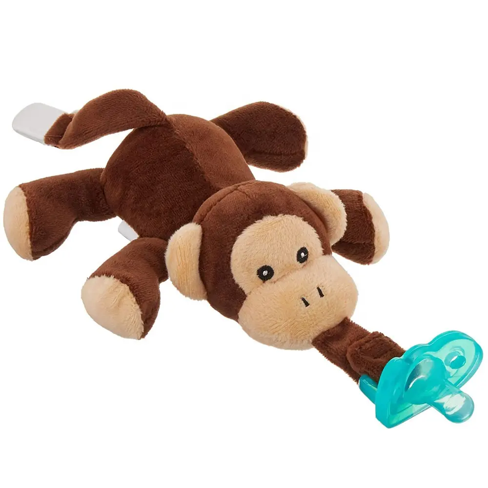 Porta ciuccio per animali di peluche con scimmia con ciucci fitti in Silicone personalizzati per bambini