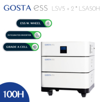 Système solaire au lithium GOSTA avec batterie empilable 5KW, onduleur PV 48V 51.2V 100AH AIO, charge rapide et roues