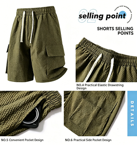 Pantalones Cortos de Verano con Cintura Elástica de Poliéster y Spandex, con Cierre y Logotipo Personalizado, Conjunto Casual de Polo para Hombre - Product Image 5