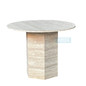 현대 라운드 탑 베이지 석회화 커피 테이블 낮은 라운드 실린더 주각 거실 럭셔리 자연 맞춤형 티 테이블 - Product Image 6