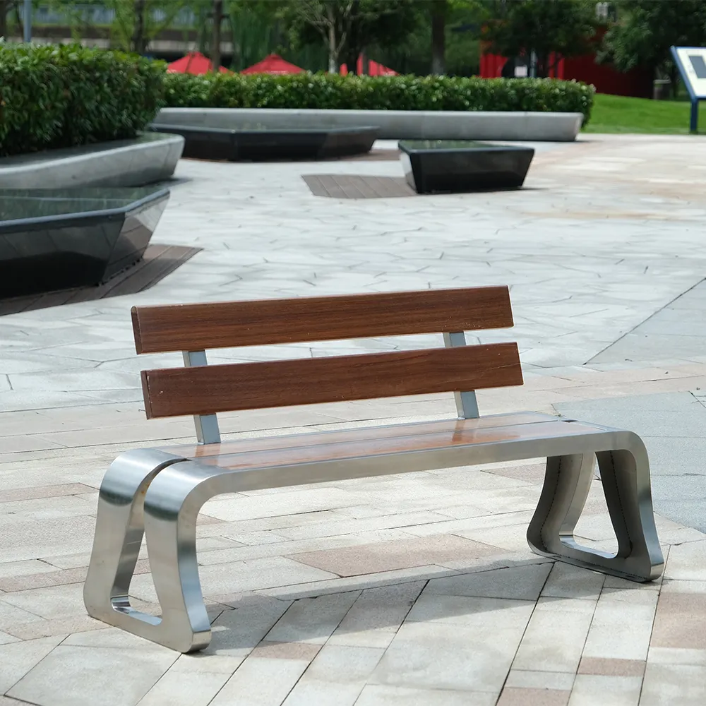 MATES LK01 하이 퀄리티 야외 파티오 가구 벤치 시트 공공 금속 거리 벤치 나무 공원 벤치 의자