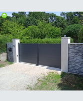 Portail de cour privé en aluminium, design moderne, portail battant, revêtement poudré, couleurs personnalisées, modélisation 3D