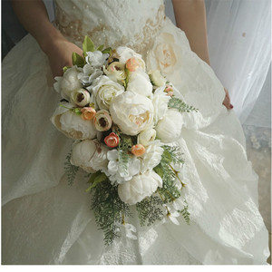 Bouquets <span class=keywords><strong>de</strong></span> <span class=keywords><strong>mariée</strong></span> en cascade, fleurs blanches, bouquets <span class=keywords><strong>de</strong></span> <span class=keywords><strong>mariée</strong></span> artificiels, perles artificielles, bouquets <span class=keywords><strong>de</strong></span> <span class=keywords><strong>mariée</strong></span> en cristal - Product Image 2