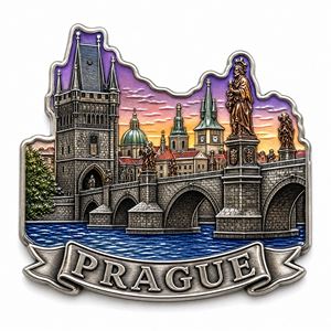 Vente en gros d'autocollants magnétiques en métal personnalisés de style Art Déco, souvenirs touristiques européens, aimants pour réfrigérateur - Product Image 1