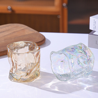 Mug à eau en verre transparent de luxe unique, design moderne et éblouissant, vide, 240 ml, 280 ml, arc-en-ciel, style nordique