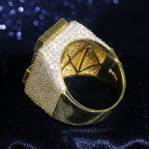 カスタムデザインあなた自身のチャンピオンリングバスダウンモサナイトダイヤモンド925スターリングシルバーヒップホップモアッサナイトリング男性用 - Product Image 5