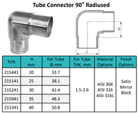 Raccord de tube rond à 90 degrés finition miroir en acier inoxydable pour balustrade en verre - Vente chaude