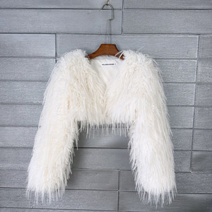 Premium White Curly Mongolian Lamb <strong>Fur</strong> Shrug Women 100% Real Tibetan Sheep <strong>Fur</strong> <strong>Bolero</strong> Genuine Tan Sheep <strong>Fur</strong> Short <strong>Jacket</strong> - Product Image 1