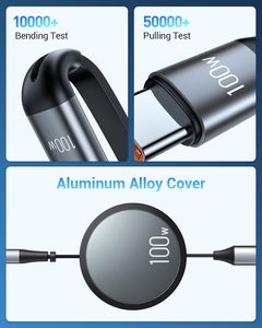 Cáp sạc nhanh CAFELE 5 trong 1, thu gọn được, 100W, USB A, USB C, cáp dữ liệu USB, PD3.0, 5A, đa đầu Type C, mã sạc cho điện thoại 16 - Product Image 3