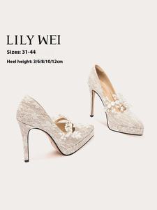 Женские свадебные туфли на высоком каблуке, босоножки для невесты с противоскользящей подошвой, для лета, осени и весны - Product Image 2