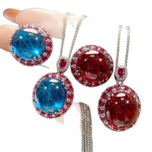 High Quality Eco-friendly Copper <b>Silver</b> Plated Oval Cut 18*20mm Multicolor Imitation Colorful Gemstone Women Jewelry Set Tu - Product Image 2