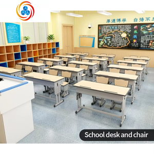 Modern Metal School Furniture Set High Quality Comfortable Student Double <b>Desks</b> and <b>Chairs</b> - Product Image 6