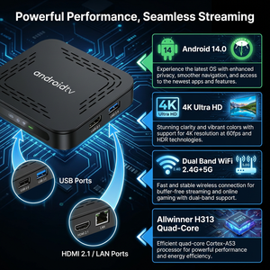 Android 14 <span class=keywords><strong>TV</strong></span> Box Allwinner H313 Quad Core 4K Ultra HD Reproductor Multimedia Inteligente WiFi de Doble Banda HDMI 2.<span class=keywords><strong>1</strong></span> - Product Image 2