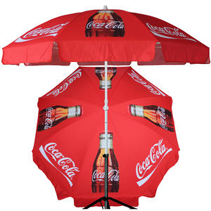 Parasol de plage Coca-Cola promotionnel en polyester, <span class=keywords><strong>grand</strong></span> format, diamètre ouvert 200 cm, imprimé sur mesure, prix usine - Product Image 1