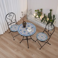 Ensemble de chaises pour table à thé, balcon, cour, extérieur, deux chaises, trois pièces, combinaison de matériaux métalliques pour jardin sur le toit