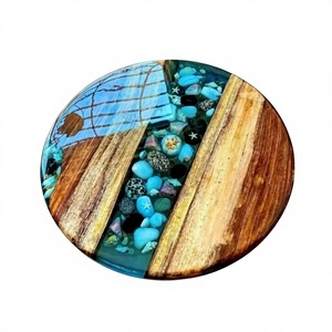 โต๊ะอาหาร/กาแฟไม้กระถินเทศทำมือสไตล์โมเดิร์นหรูหรา ท็อปเรซิ่นอีพ็อกซี่กันน้ำ สำหรับห้องนั่งเล่น เหมาะสำหรับเทศกาลดีวาลี - Product Image 1