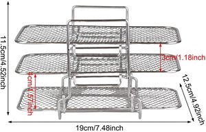 Accesorios para freidora de aire, rejilla cuadrada de 3 capas, estante para <span class=keywords><strong>horno</strong></span>, estante cuadrado para alimentos - Product Image 6