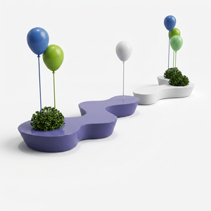 Chaise de jardinage en fibre de verre irrégulière avec ballons, décoration artistique pour la maison - Product Image 1