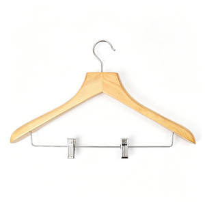 Kit de toilette en bois naturel pour hôtels, avec crochet rotatif, idéal pour pantalons et jupes, conception anti-déformation des épaules, double couche - Product Image 1