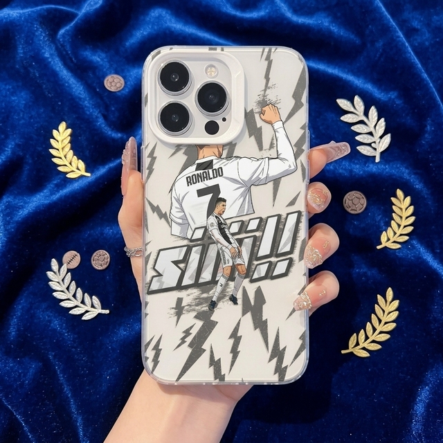 Anime Style Soccer Player Celebration Phone Case for iPhone 16/15/14/13Pro Max, Clear Shockproof Cover custom printed phone case