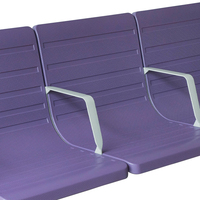 Chaises d'attente médicales et hospitalières avec accoudoirs violets / Banc moderne 3 places en métal durable et écologique pour aéroport et hôtel