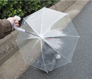 Umbrella Transparent Hot Sale Transparent Clear Waterproof Pet Rain Gear Dog Cat Umbrella With Leash