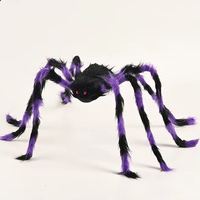 Araña Gigante de Terciopelo Sin Pelusa, Decoración de Halloween, Accesorios para Telarañas Triangulares, Set para Suministros Profesionales de Fiestas
