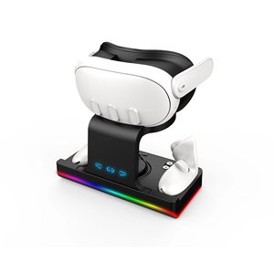 แท่นชาร์จคอนโทรลเลอร์ Oculus Quest 3 พร้อมไฟ LED สีสันสดใส สำหรับชุดหูฟัง Meta Quest 3 - Product Image 2