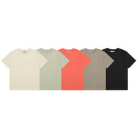 Kaos Pria Katun Murni Kualitas Mewah Kerah O Rib Lengan Pendek Bernapas Gaya Jalanan Oversize Drop Shoulder
