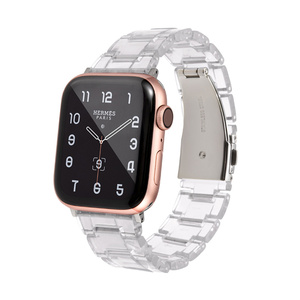 Correa de reloj de resina de acero transparente para Apple Watch Series 9 8 7 6 5 4 3 <span class=keywords><strong>2</strong></span> Iwatch <span class=keywords><strong>SE</strong></span> Ultra <span class=keywords><strong>2</strong></span> <span class=keywords><strong>44mm</strong></span> 40mm 45mm tipo de encanto - Product Image 2