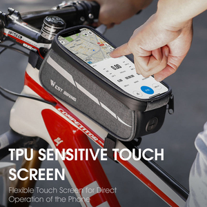 WEST BIKING New Design Touch Screen Cycling Bike <b>Frame</b> Bag Phone Holder Bicycle Bag Smooth Upper Pipe Large Capacity Bike Bag - Product Image 4