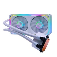 Refroidisseur de processeur liquide AIO de couleur blanche OEM Manmu Factory, avec roulement à billes, éclairage RGB, ventilateur de refroidissement PC à faible bruit 4 broches PWM, pour boîtier d'ordinateur