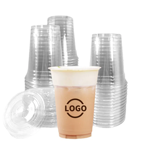 Gobelets à <span class=keywords><strong>milkshake</strong></span> jetables écologiques personnalisés avec logo, 12 oz, 16 oz, 20 oz, 24 oz, PET, paroi simple, transparents, avec couvercles <span class=keywords><strong>pour</strong></span> café et boissons - Product Image 6
