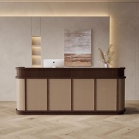 Comptoir de réception moderne en MDF avec éclairage LED, écoresponsable, pour hôtel, couleur personnalisable
