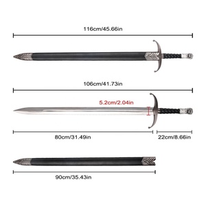 Espada Larga de 116 cm, Réplica de la Espada <span class=keywords><strong>GOT</strong></span> 440ss Blade, Accesorio de Cosplay de Acero, Espada Longclaw de Jon Snow de Juego de Tronos con Funda de Madera - Product Image 2