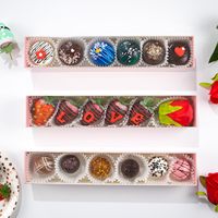 Boîtes à fraises 12x2,2x2 pouces Fenêtre transparente Revêtement UV Laminage mat Style tiroir pour macaron Chocolat Truffe Biscuit Pâtisserie