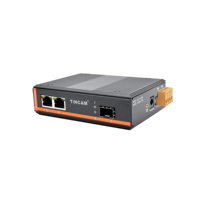 Conmutador de Red Industrial TiNCAM, 2 Puertos RJ45 + 1 Puerto de Fibra SFP, OEM, Conversor de Medios Industrial No Administrado